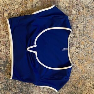 Free People Blue Crop Top with White Trim